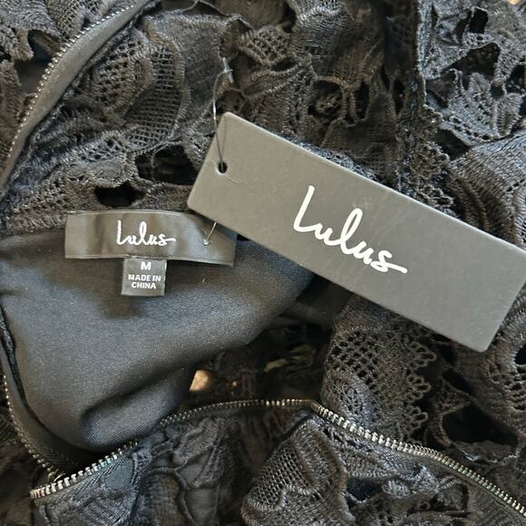 NWT Lulus A Fine Romance Black Lace Sheath Dress LBD Party Cocktail Goth Size M - Picture 6 of 8